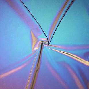 黑色全彩炫彩化纖/彈力反光布面料