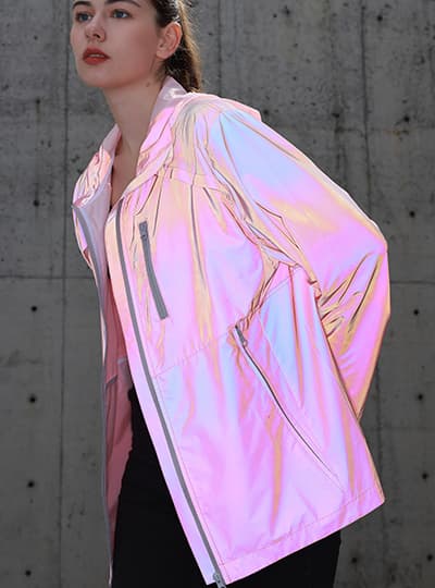 時(shí)尚夾克羽絨漸變反光面料