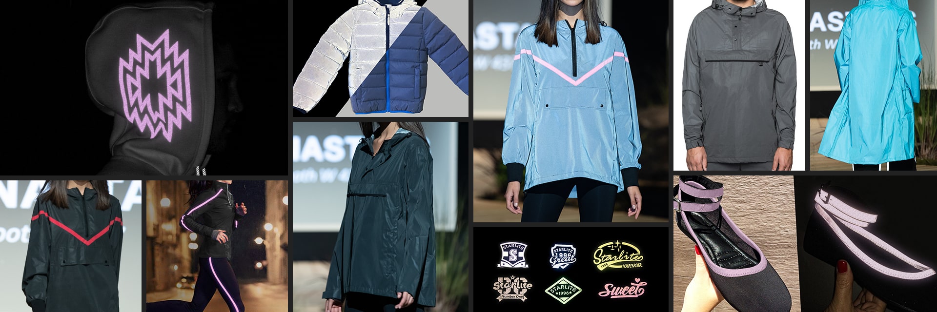 彩色反光面料及材料應(yīng)用效果